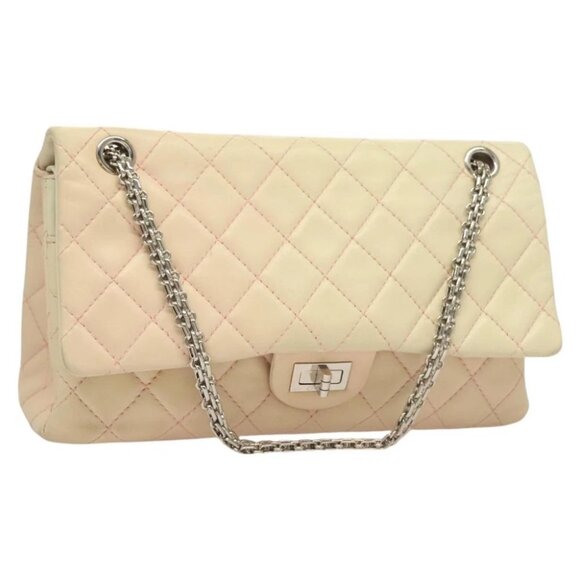 CHANEL Matelasse 2.55 Double Flap Chain Gradient Bag Lamb Skin CC Auth 129232 - Picture 1 of 15